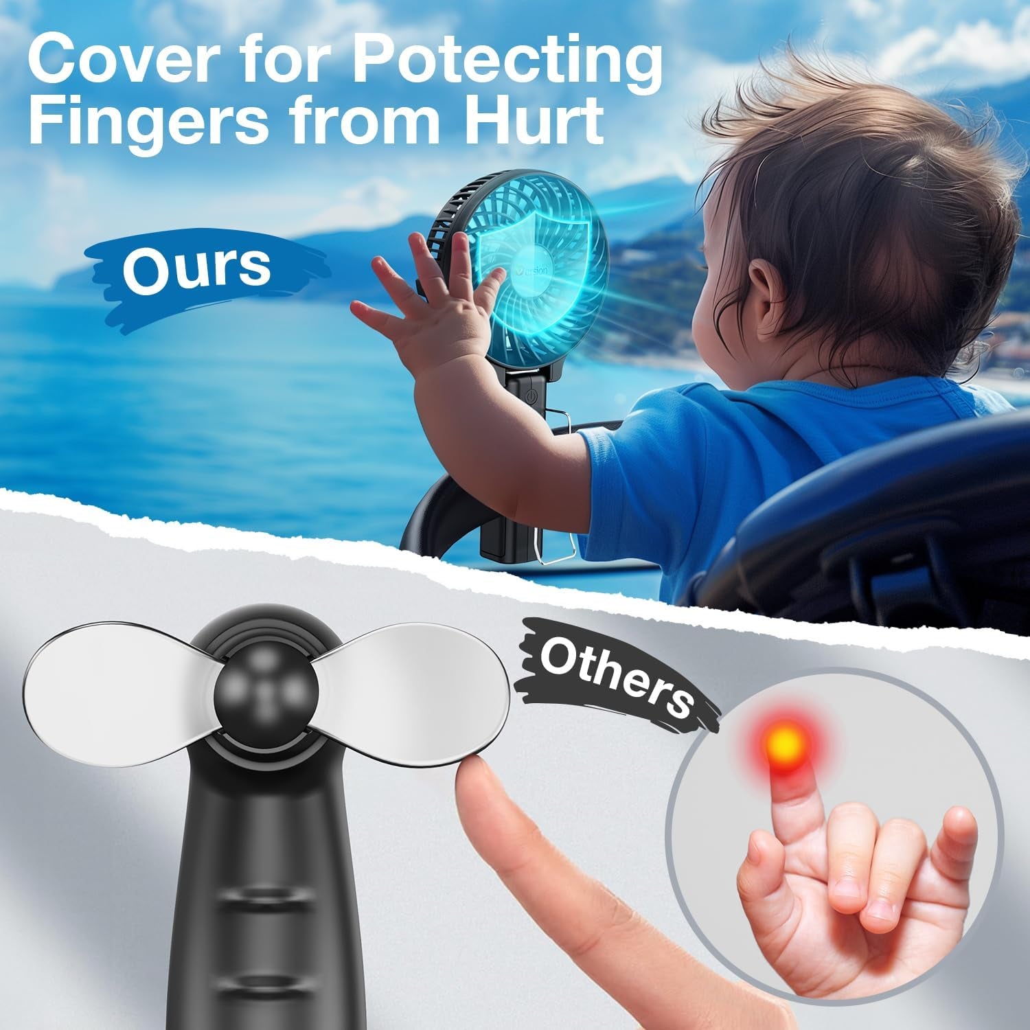 Portable Handheld Fan, Powerful+Durable+4000Mah+180° Foldable, Mini Table Fans with USB Rechargeable Battery Operated Cooling Accessories for Personal Use, Travel, Office Black